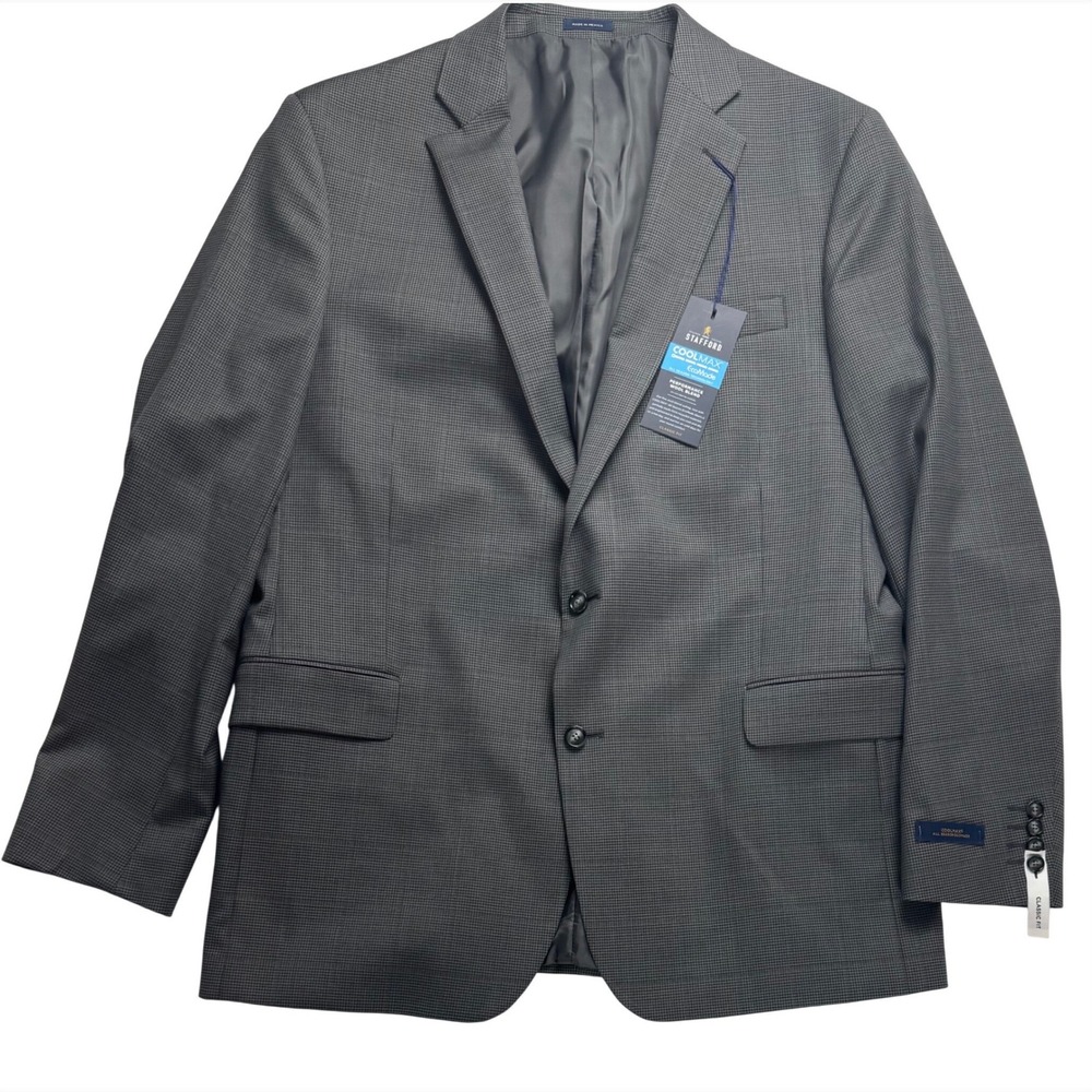 Stafford Men 48L Gray CoolMax Performance Wool Blend Classic Suit Jacket Blazer